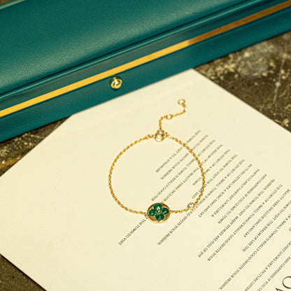 [Echo ]SUN MALACHITE 1 DIAMOND PINK GOLD BRACELET