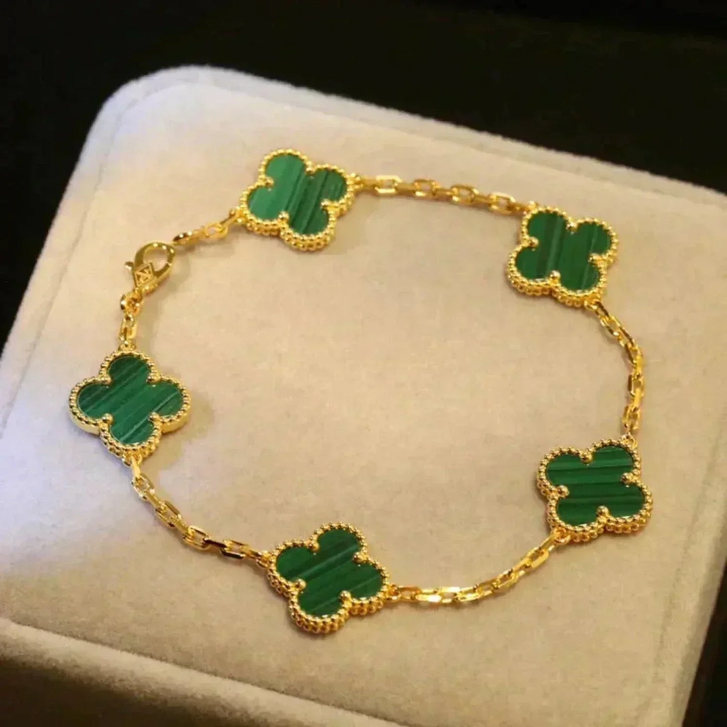 [Echo]CLOVER 5 MOTIFS MALACHITE BRACELET