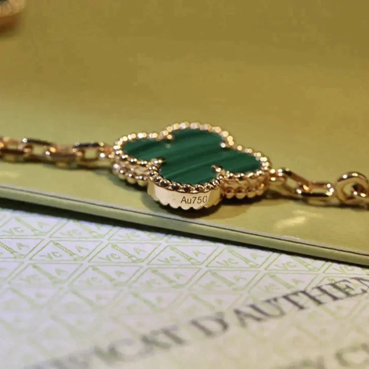 [Echo]CLOVER 5 MOTIFS MALACHITE BRACELET