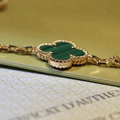 [Echo]CLOVER 5 MOTIFS MALACHITE BRACELET