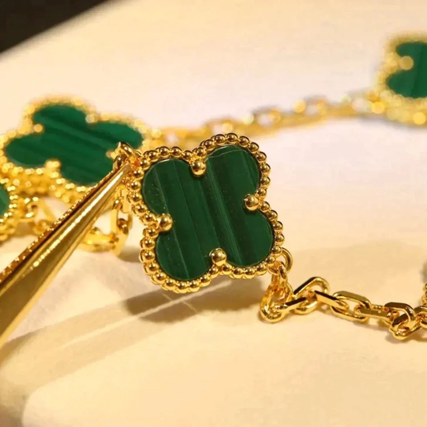 [Echo]CLOVER 5 MOTIFS MALACHITE BRACELET