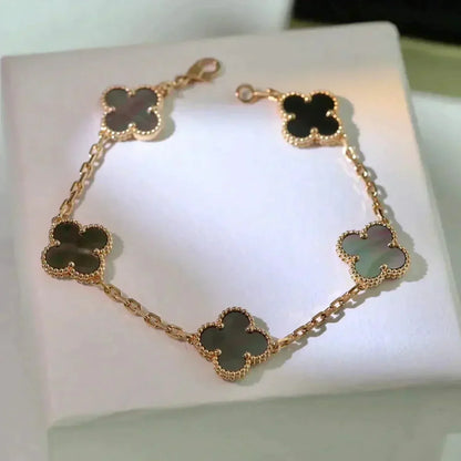 [Echo]CLOVER 5 MOTIF GRAY MOP  BRACELET
