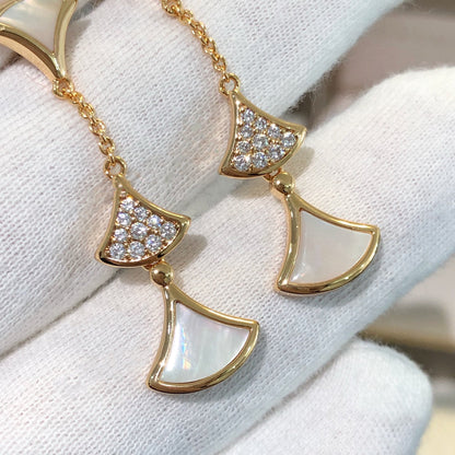 [Echo ]DREAM EARRINGS 3 MOTIFS DIAMOND MOP PINK GOLD