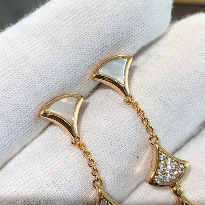 [Echo ]DREAM EARRINGS 3 MOTIFS DIAMOND MOP PINK GOLD