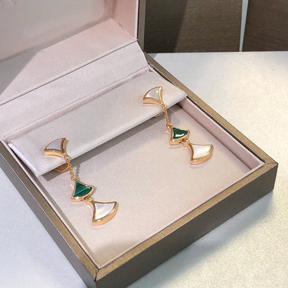 [Echo ]DREAM EARRINGS 3 MOTIFS MALACHITE MOP PINK GOLD