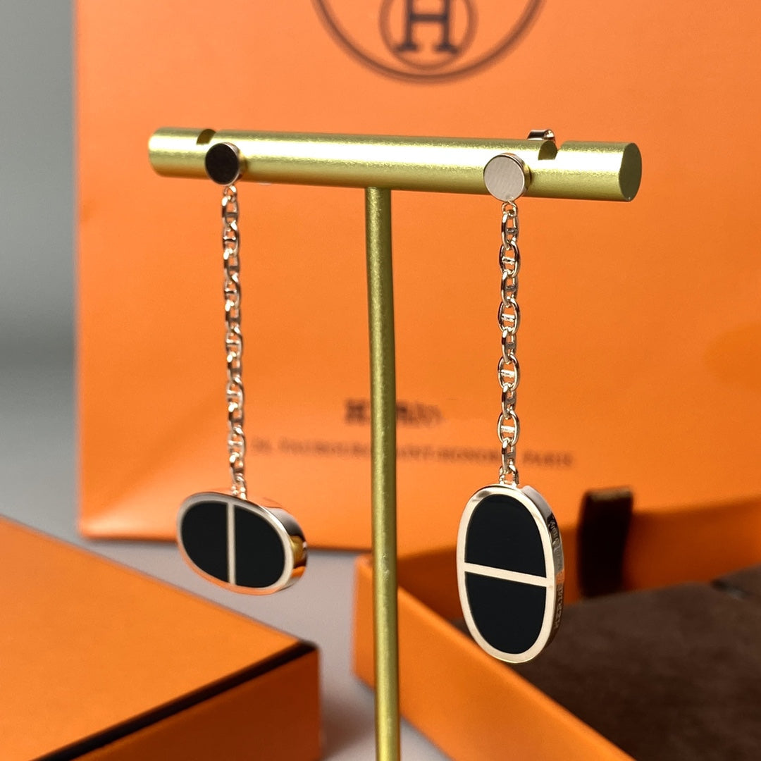 [Echo ]CHAINE VERSO BLACK CERAMIC EARRINGS