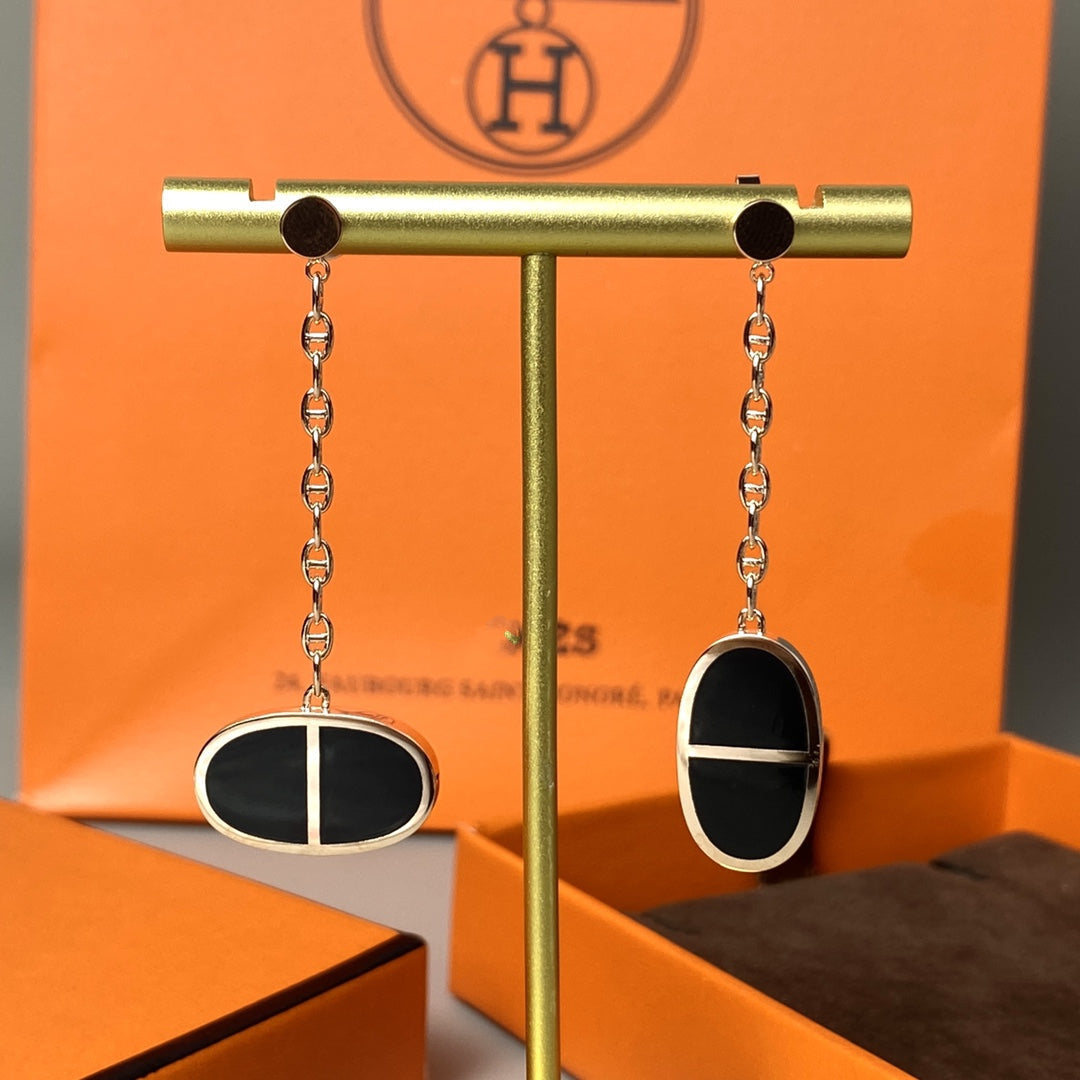 [Echo ]CHAINE VERSO BLACK CERAMIC EARRINGS
