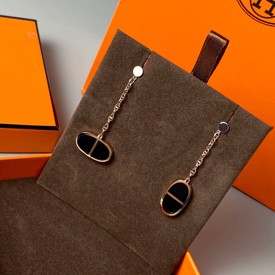 [Echo ]CHAINE VERSO BLACK CERAMIC EARRINGS