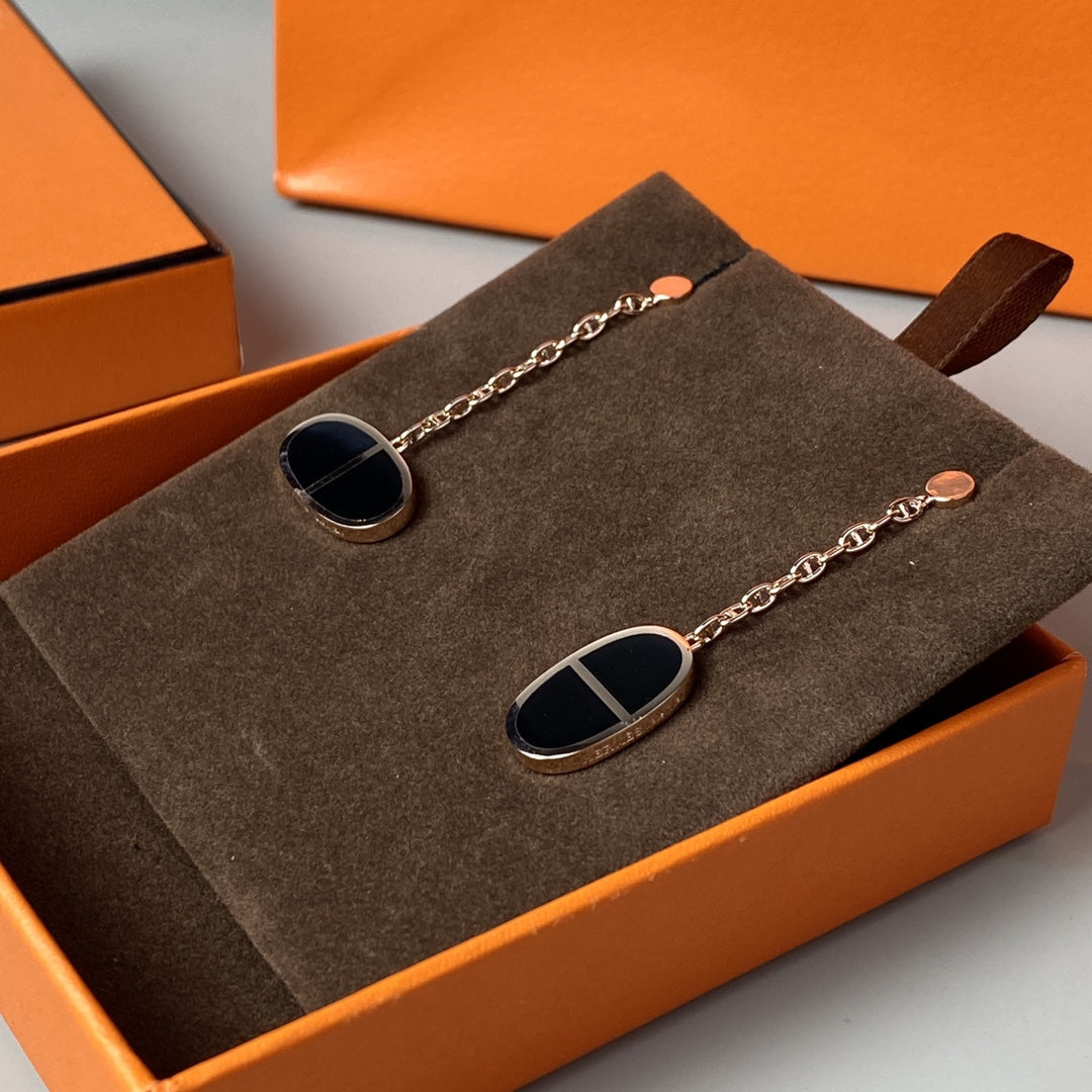 [Echo ]CHAINE VERSO BLACK CERAMIC EARRINGS