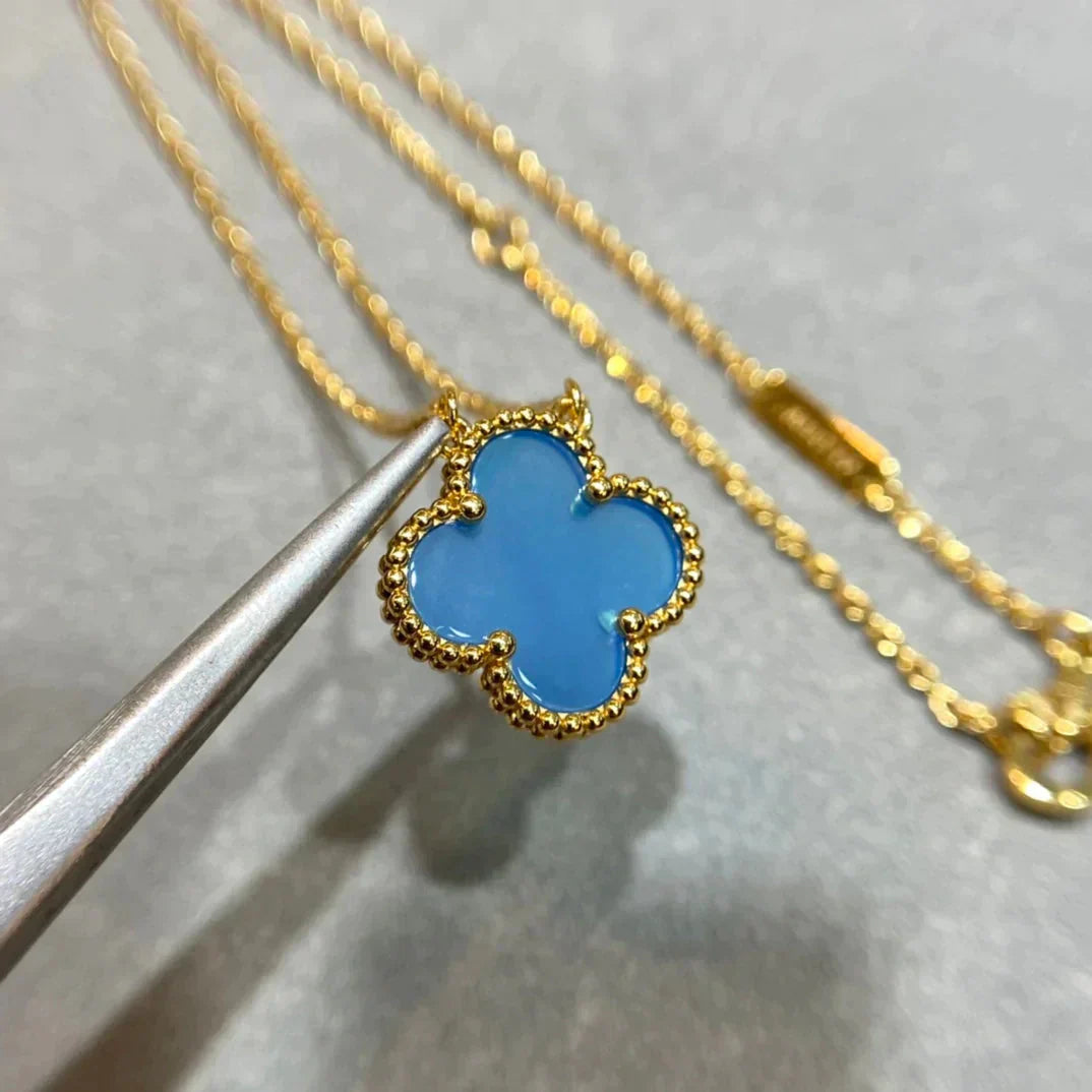 [Echo ]CLOVER 15MM BLUE AGATE NECKLACE
