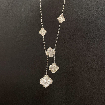 [Echo ]CLOVER 5 MOTIFS SILVER DIAMONDS NECKLACE