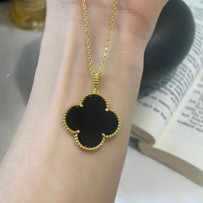 [Echo ]CLOVER 25MM NECKLACE GOLD ONYX