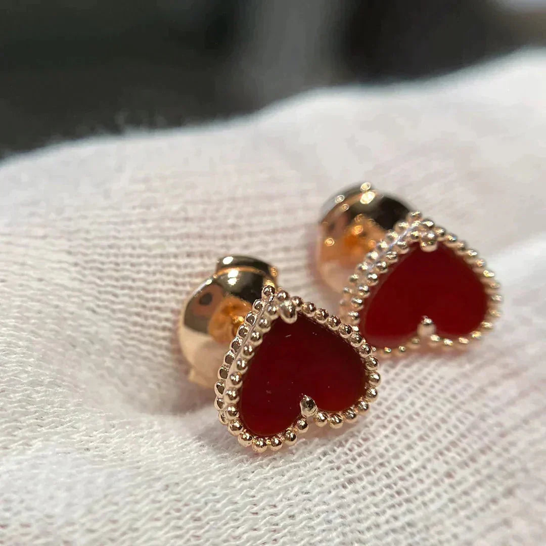 [Echo ]HEART CARNELIAN STUD EARRINGS