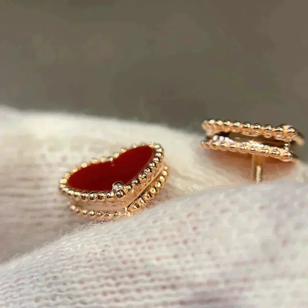 [Echo ]HEART CARNELIAN STUD EARRINGS