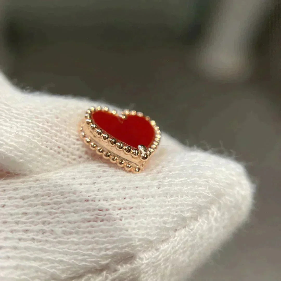 [Echo ]HEART CARNELIAN STUD EARRINGS
