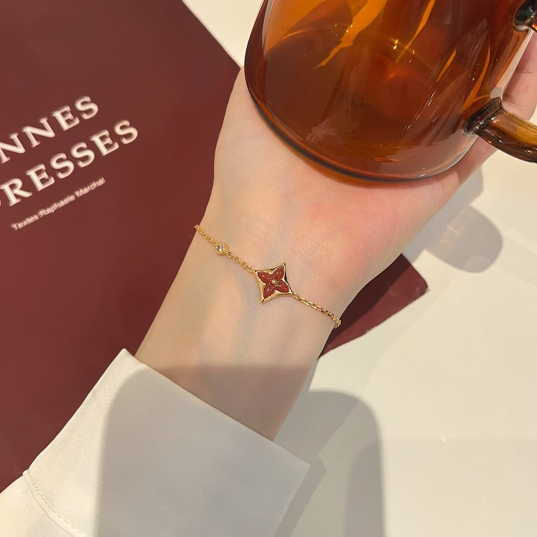 [Echo ]COLOR STAR CARNELIAN PINK GOLD DIAMOND BRACELET