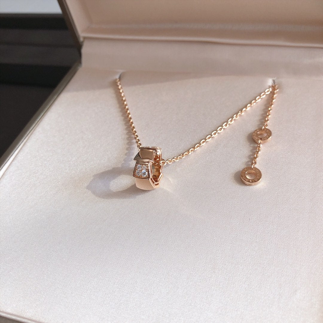 [Echo ]SERPENTI PEDANT DIAMOND PINK GOLD NECKLACE