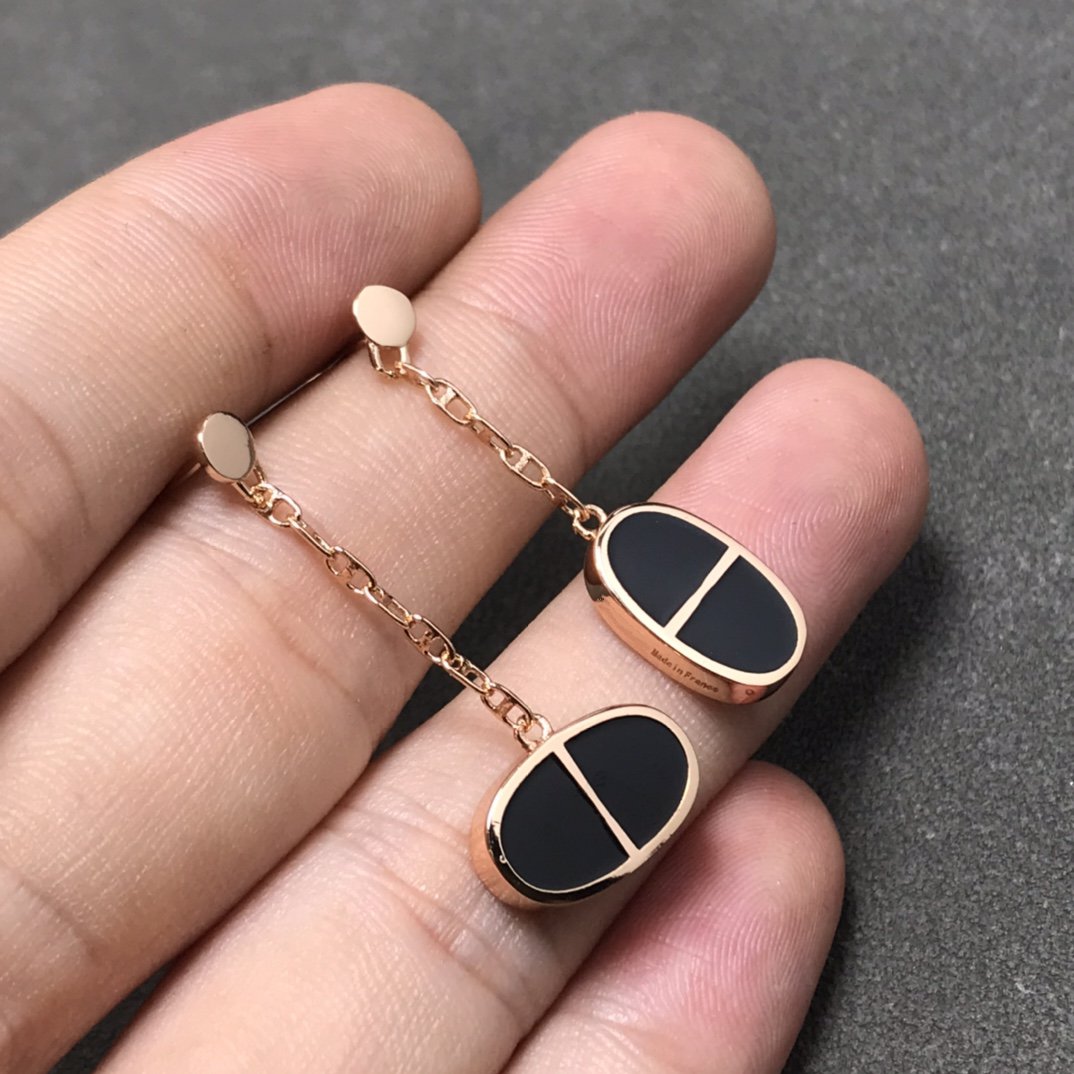 [Echo ]CHAINE VERSO BLACK CERAMIC SILVER EARRINGS