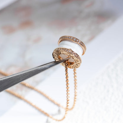 [Echo ]ZERO 1 WHITE CERAMIC PINK GOLD DIAMOND NECKLACE
