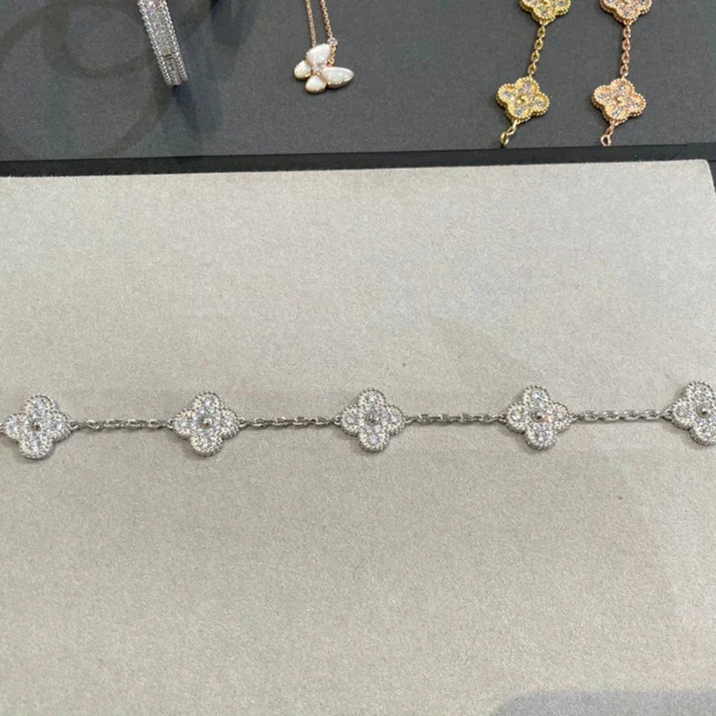 [Echo]CLOVER 5 MOTIFS  DIAMOND BRACELET SILVER