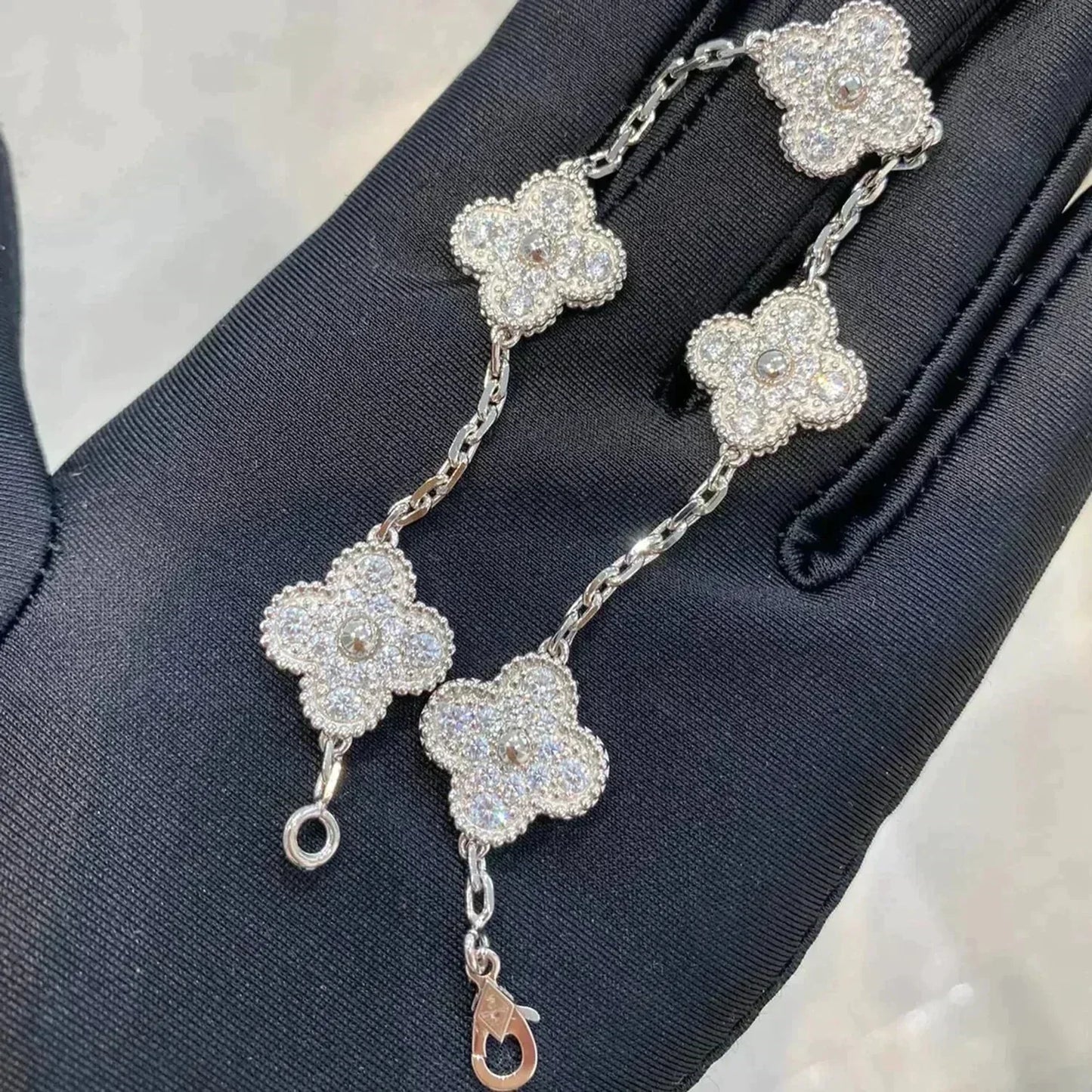 [Echo]CLOVER 5 MOTIFS  DIAMOND BRACELET SILVER