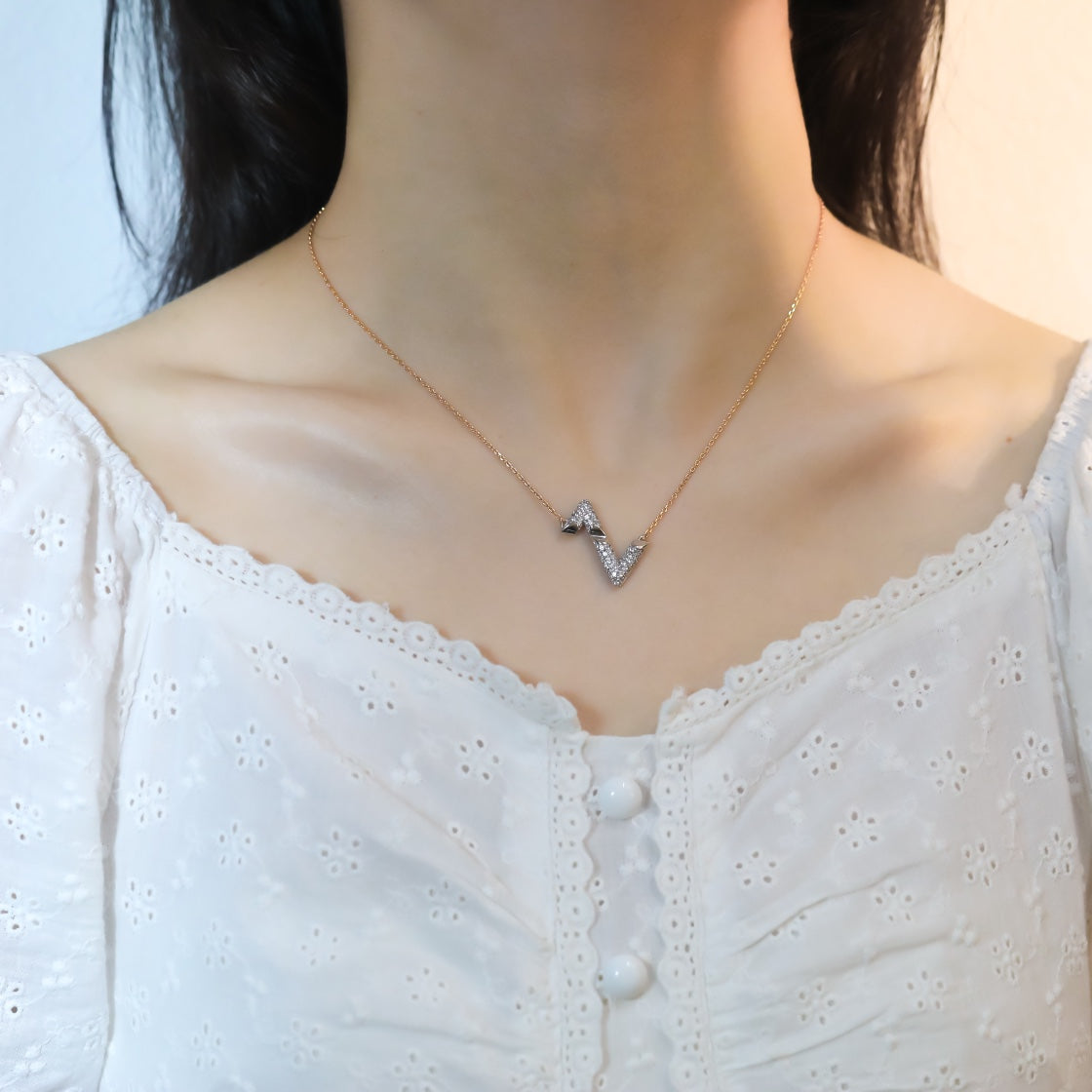 [Echo ]VOLT SILVER DIAMOND PEDANT NECKLACE