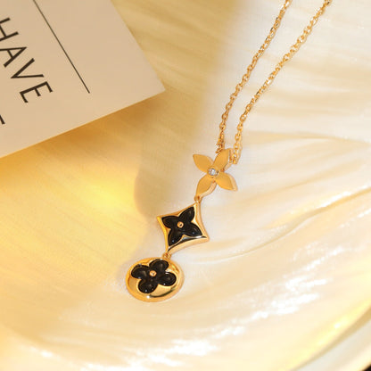 [Echo ]STAR AND SUN ONYX PINK GOLD NECKLACE
