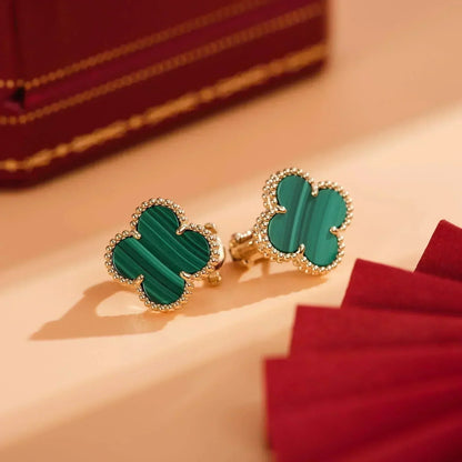 [Echo ]CLOVER MEDIUM 1 MOTIFS MALACHITE  EARRINGS