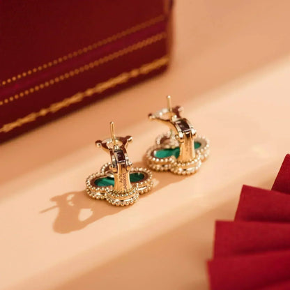 [Echo ]CLOVER MEDIUM 1 MOTIFS MALACHITE  EARRINGS