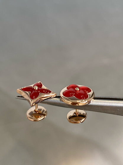 [Echo ]STAR AND SUN PINK GOLD CARNELIAN STUD EARRINGS