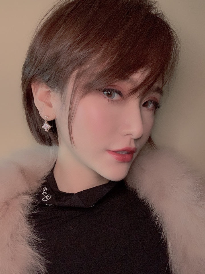 [Echo ]DOUBLE STAR PINK GOLD MOP DROP EARRINGS