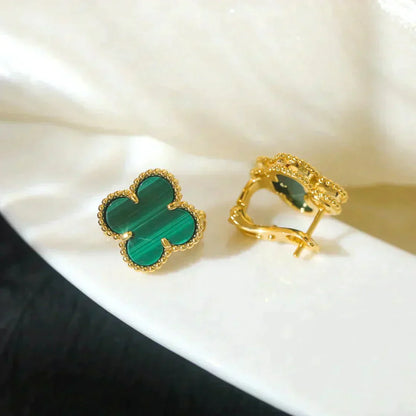 [Echo ]CLOVER MEDIUM 1 MOTIFS MALACHITE  EARRINGS