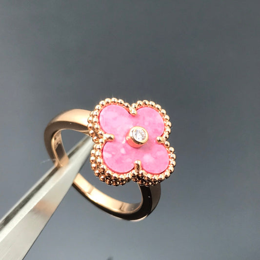 [Echo ]CLOVER RHODONITE ROSE GOLD RING