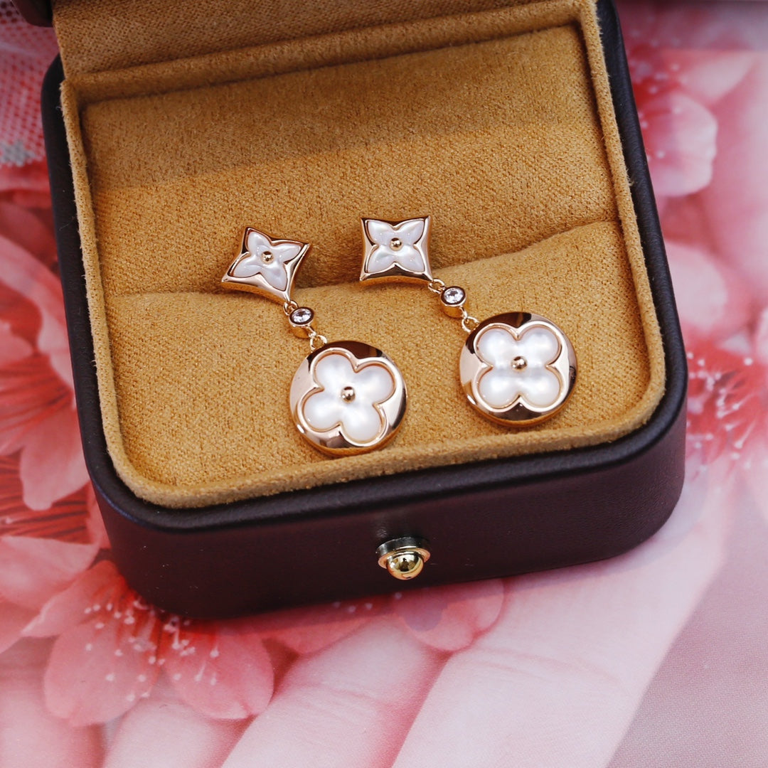 [Echo ]STAR AND SUN PINK GOLD MOP DROP EARRINGS