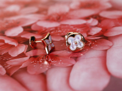 [Echo ]STAR AND SUN PINK GOLD MOP STUD EARRINGS