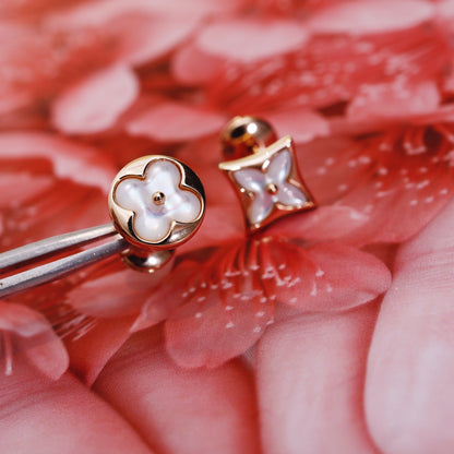 [Echo ]STAR AND SUN PINK GOLD MOP STUD EARRINGS