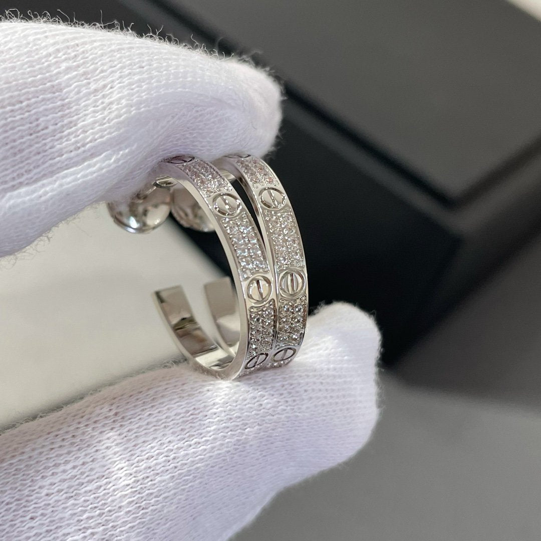 [Echo ]LOVE DIAMOND SILVER HOOP EARRINGS