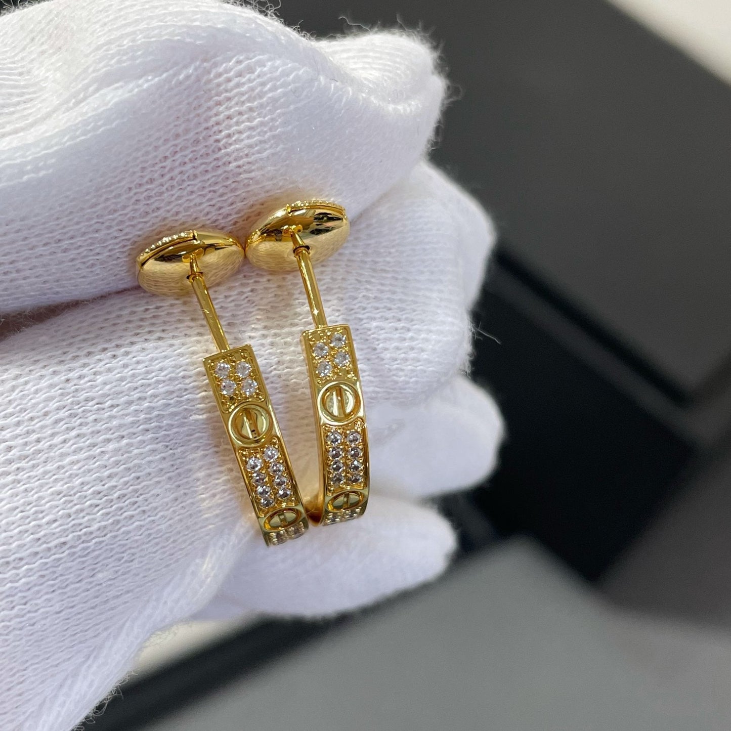 [Echo ]LOVE DIAMOND GOLD HOOP EARRINGS