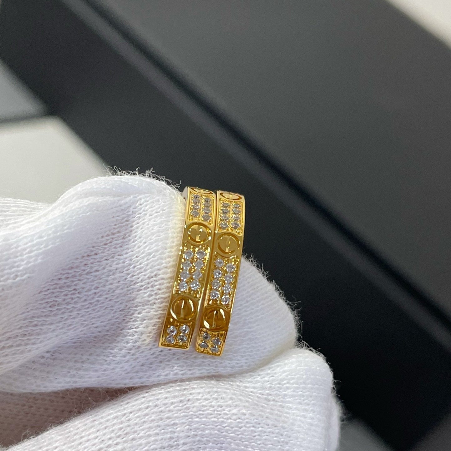 [Echo ]LOVE DIAMOND GOLD HOOP EARRINGS