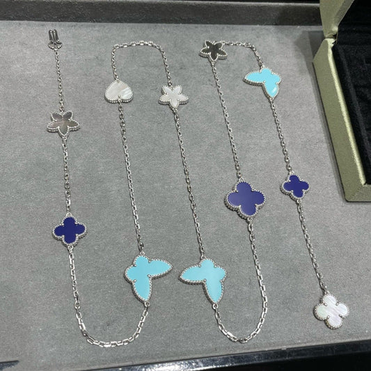 [Echo ]LUCKY CLOVER SILVER 11 MOTIF NECKLACE