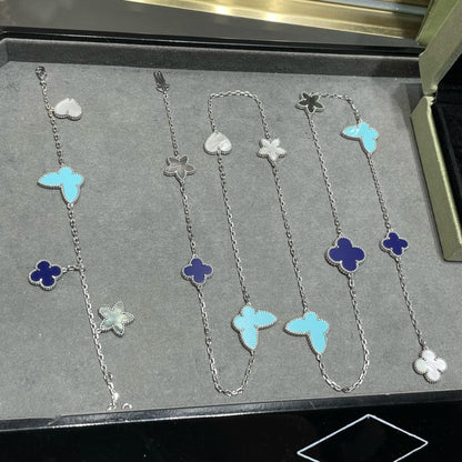 [Echo ]LUCKY CLOVER SILVER 11 MOTIF NECKLACE