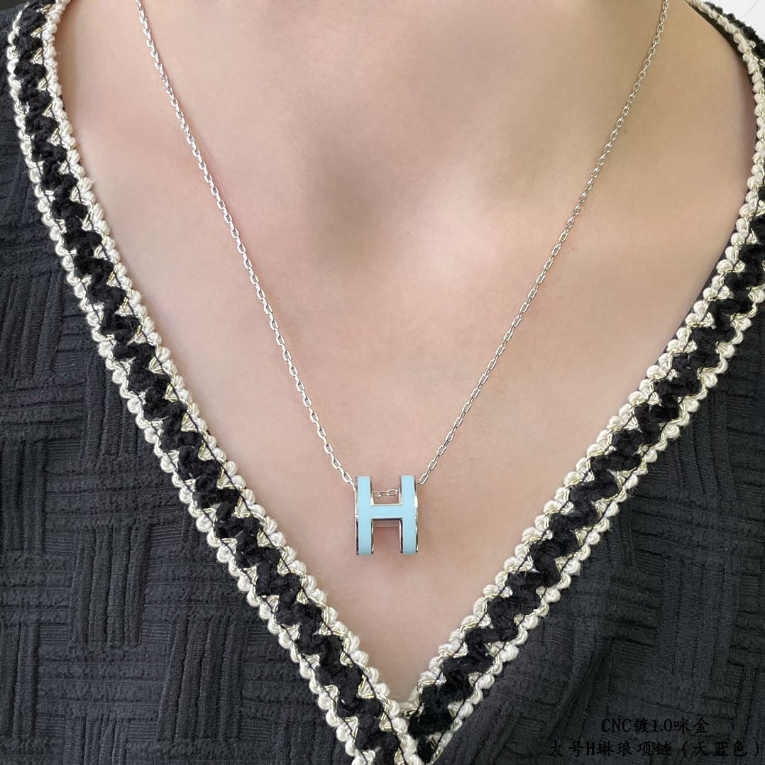 [エコー]POP H スカイブルーネックレス