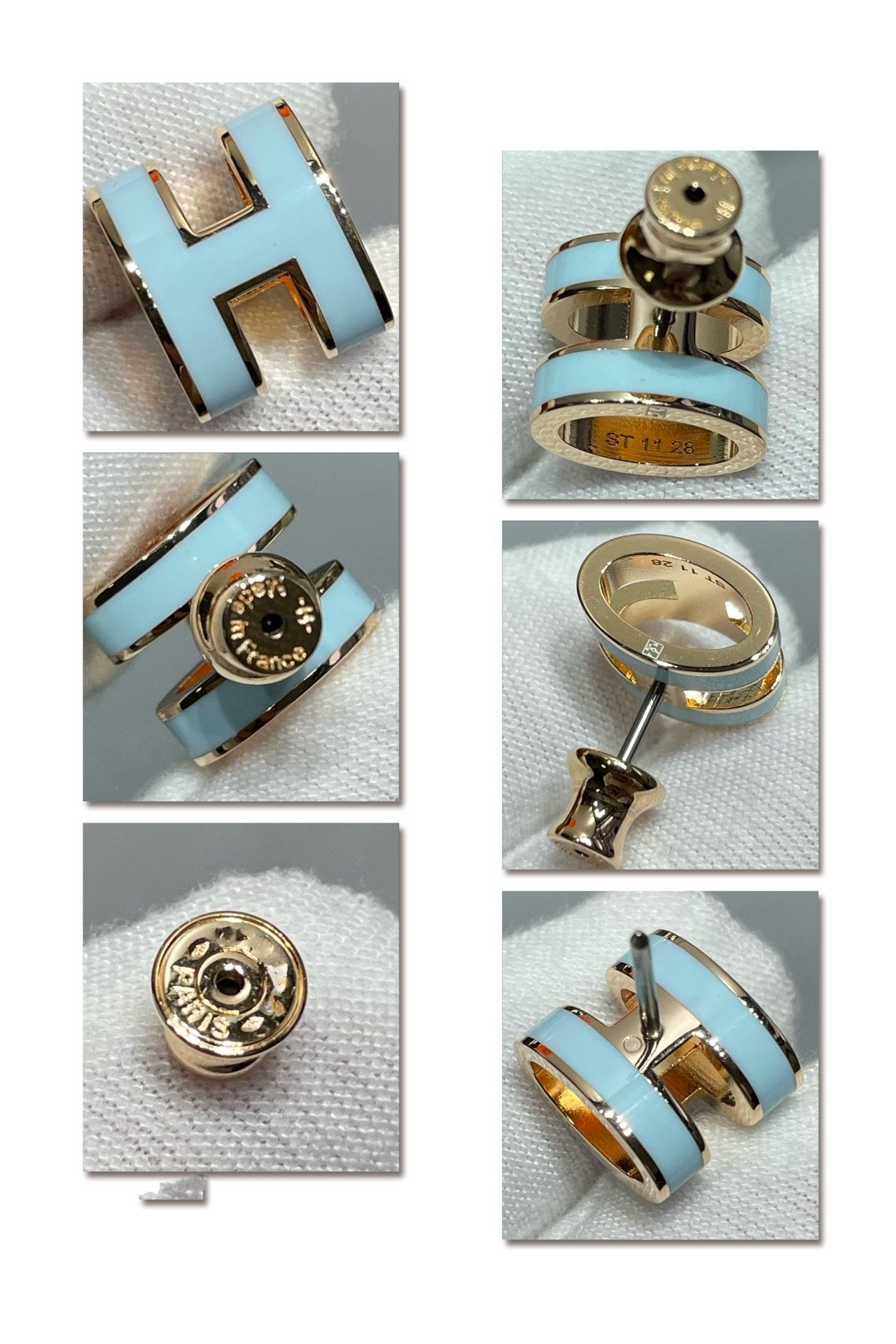 [Echo ]POP H SKY BLUE STUD EARRINGS