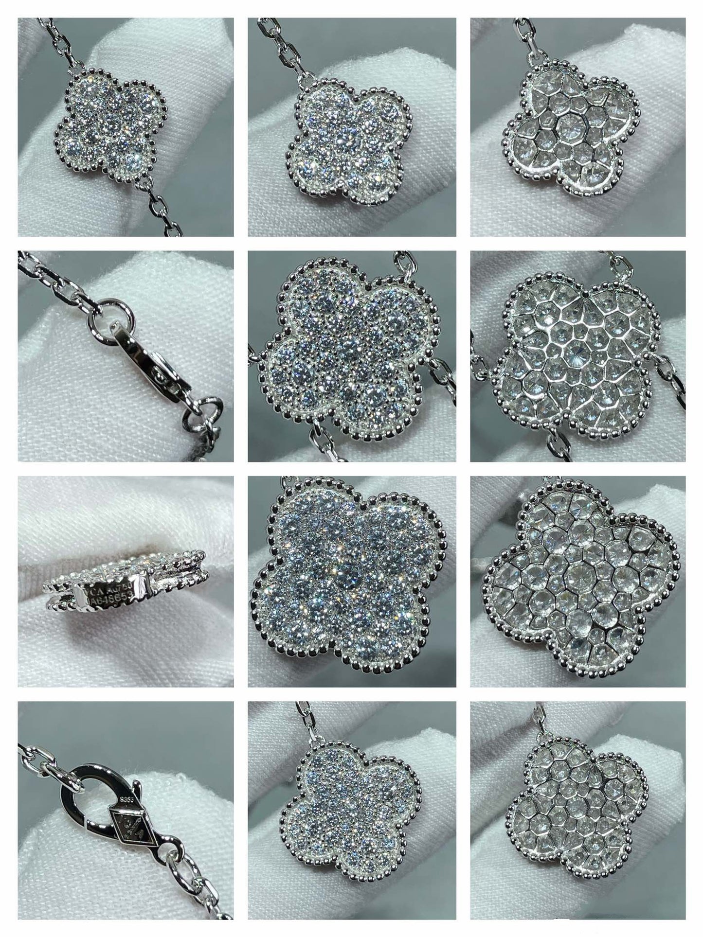 [Echo ]CLOVER 6 MOTIF DIAMOND PAVED NECKLACE