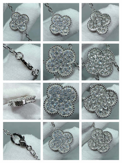 [Echo ]CLOVER 6 MOTIF DIAMOND PAVED NECKLACE
