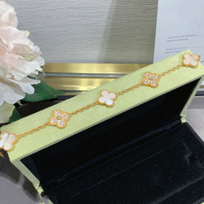 [Echo]CLOVER 5 MOTIF DIAMOND PINK MOP PINK GOLD BRACELET