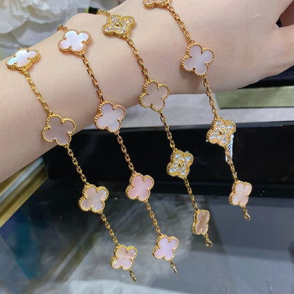 [Echo]CLOVER 5 MOTIF DIAMOND PINK MOP PINK GOLD BRACELET