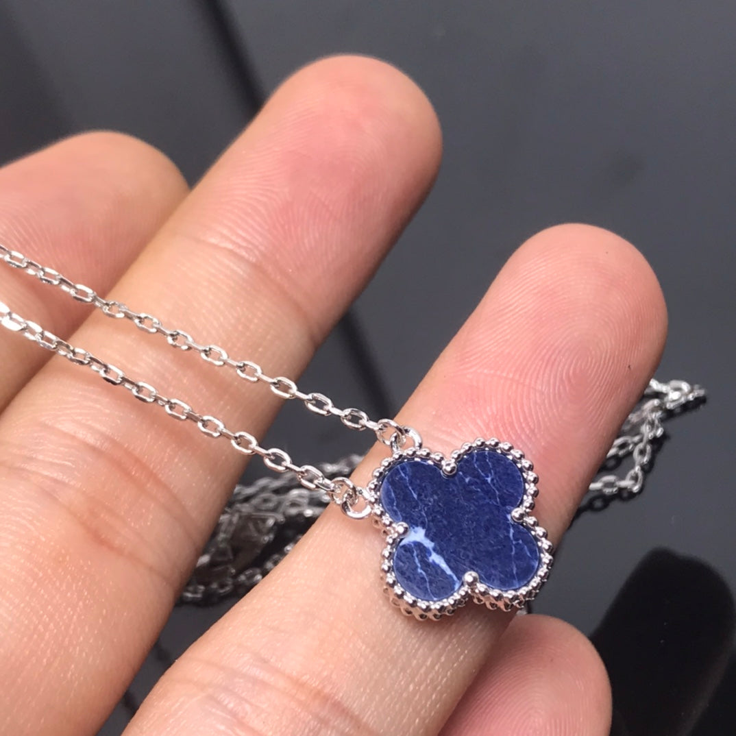 [Echo ]CLOVER PIETERSITE SILVER LONG NECKLACE