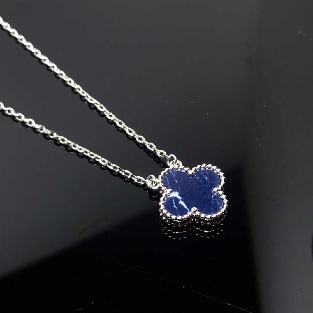 [Echo ]CLOVER PIETERSITE SILVER LONG NECKLACE