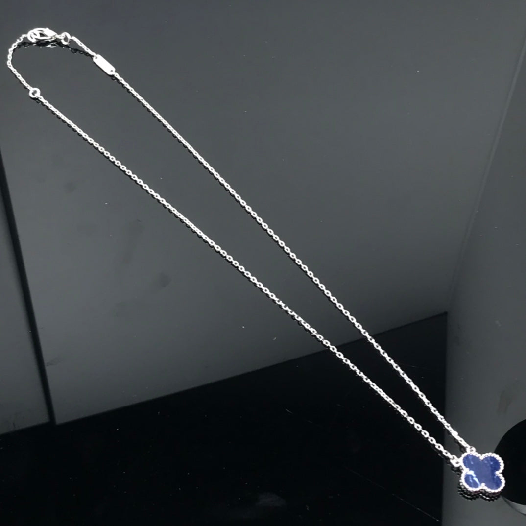 [Echo ]CLOVER PIETERSITE SILVER LONG NECKLACE